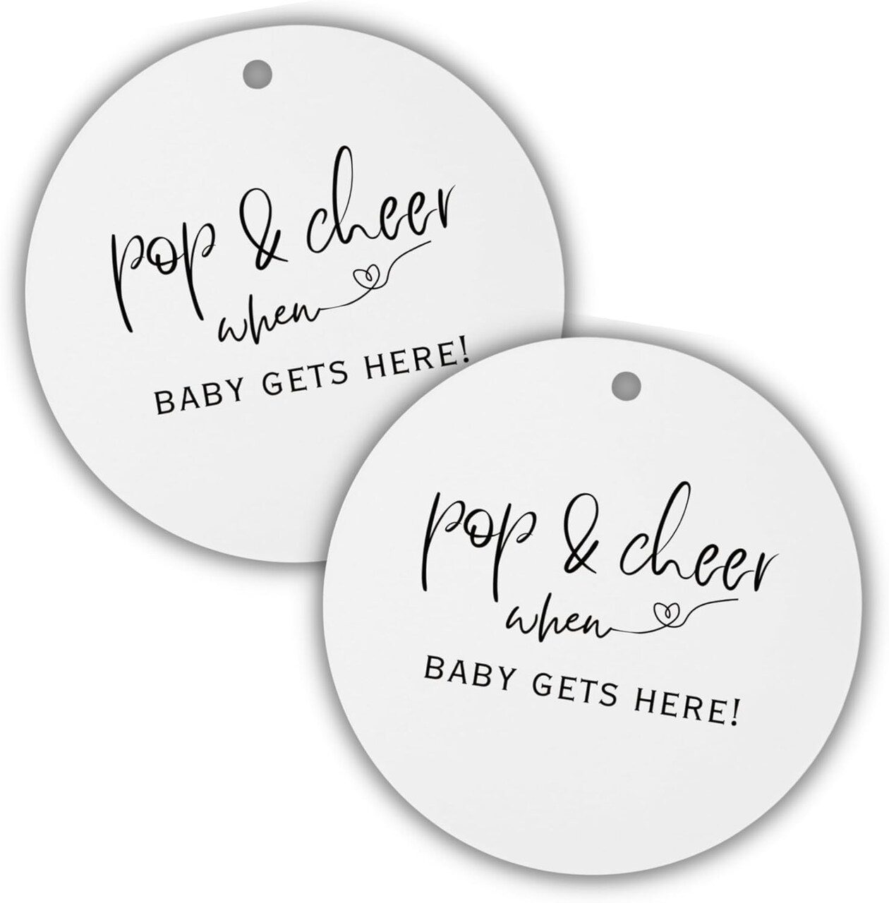 Pop & Cheer When Baby is Here Minimalist Hang Tags | 30 Pk for Baby Shower